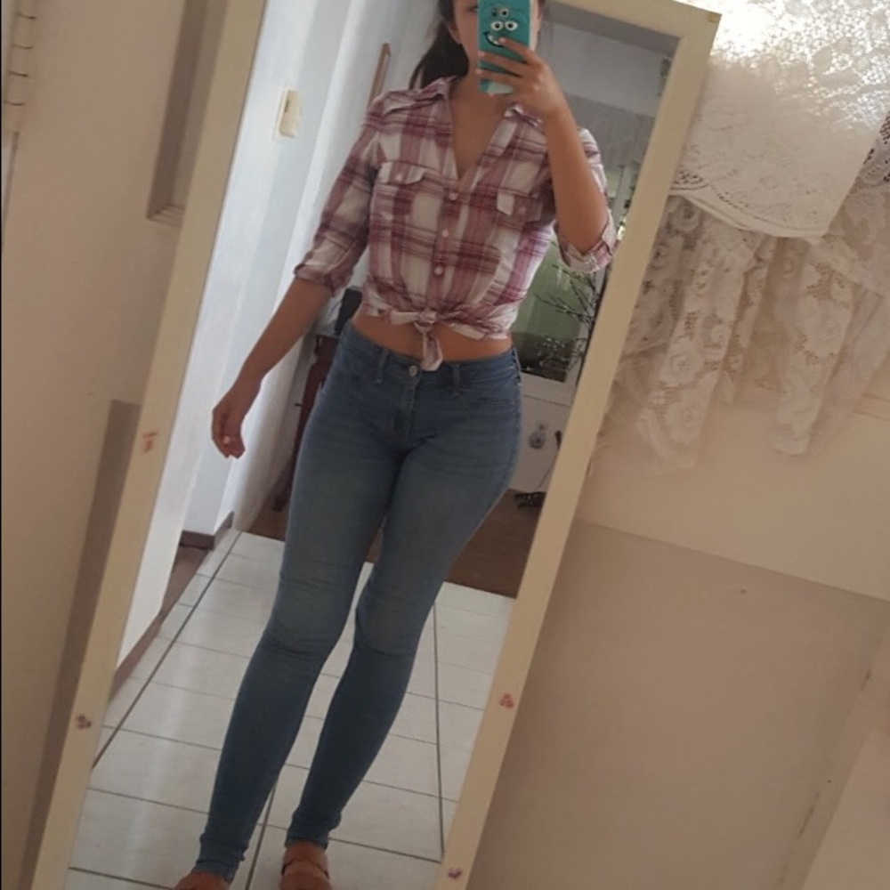 Plaid red blouse